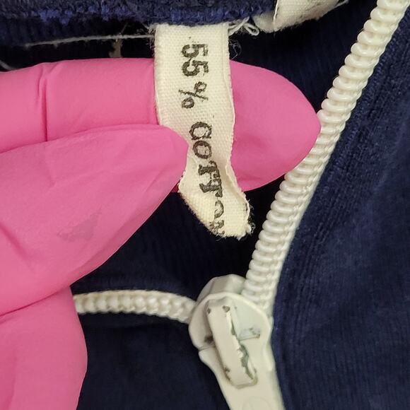 Vintage MOD Blank 1/4 Zip Sweatshirt Womens Large 22x24 Blue - Picture 9 of 12